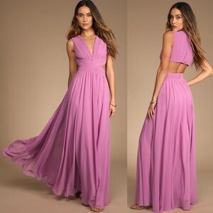 NWT Lulu’s Vivid Imagination Lilac Cutout Maxi Dress Medium Romantic Party Chic